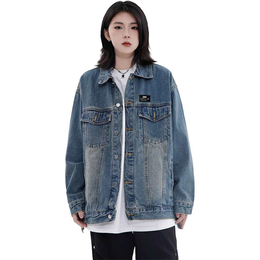 ZIAREL ZIAREL Denim Jackets Unisex Lapel Moderate Straight Fit