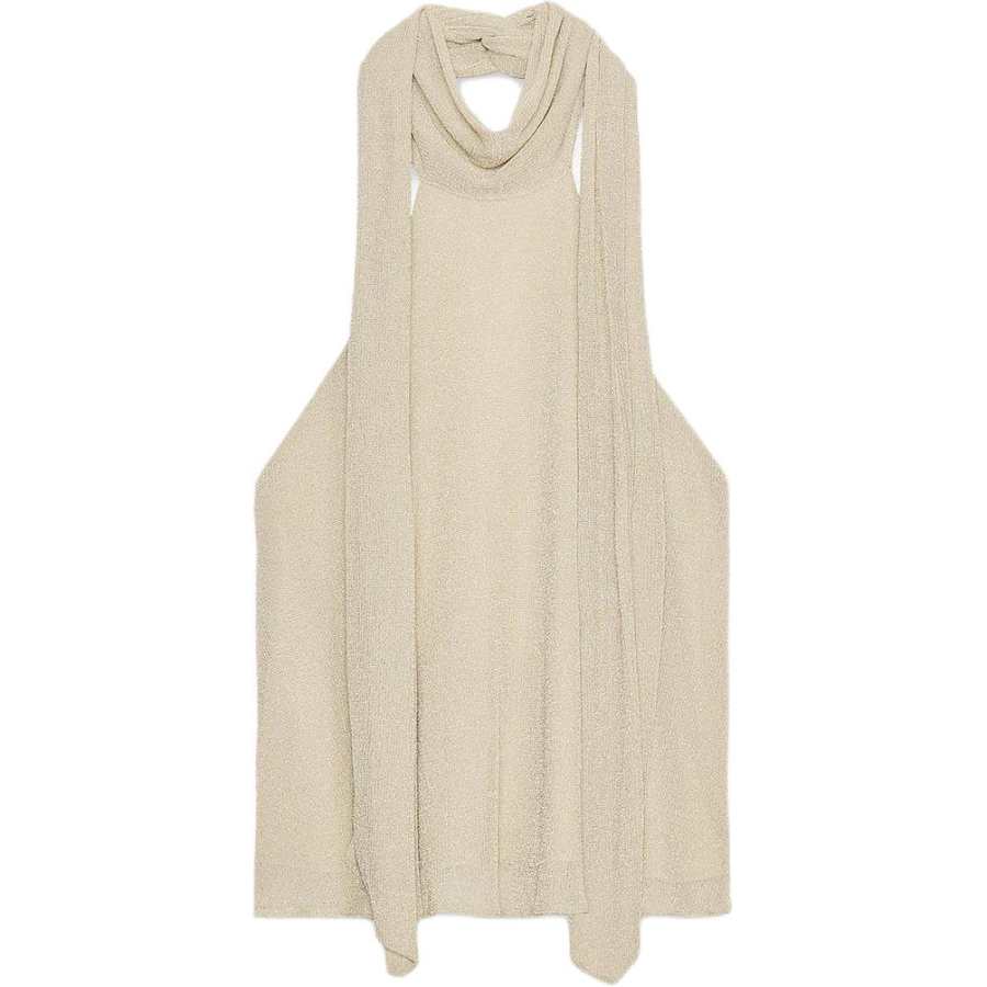ZARA Tank Tops Women's Gold Moderate Halter Neck