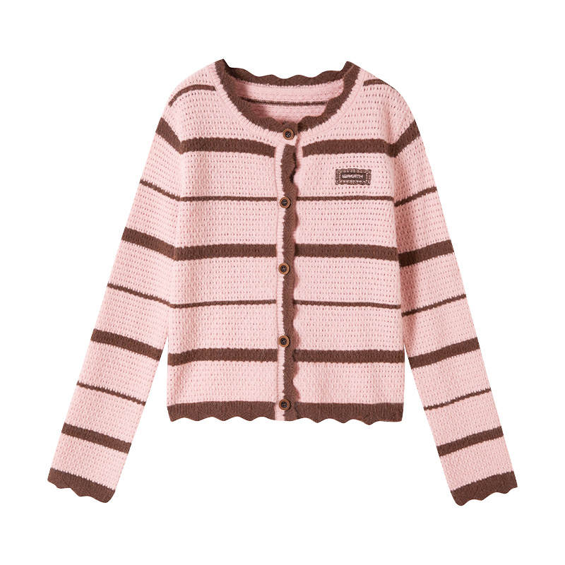 XIANGYING Knitwear Women's Crew Neck Thin Cardigan