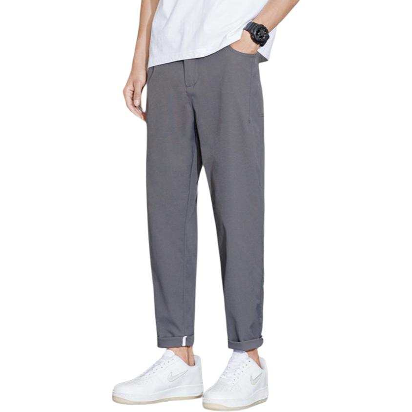 Tonlion Casual Pants Unisex Dark Gray Thin Straight Fit Pants