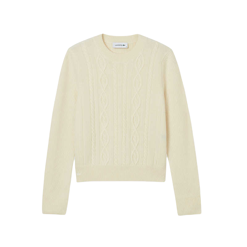 LACOSTE Sweaters Women's 70V/Ecru Crew Neck Moderate Other