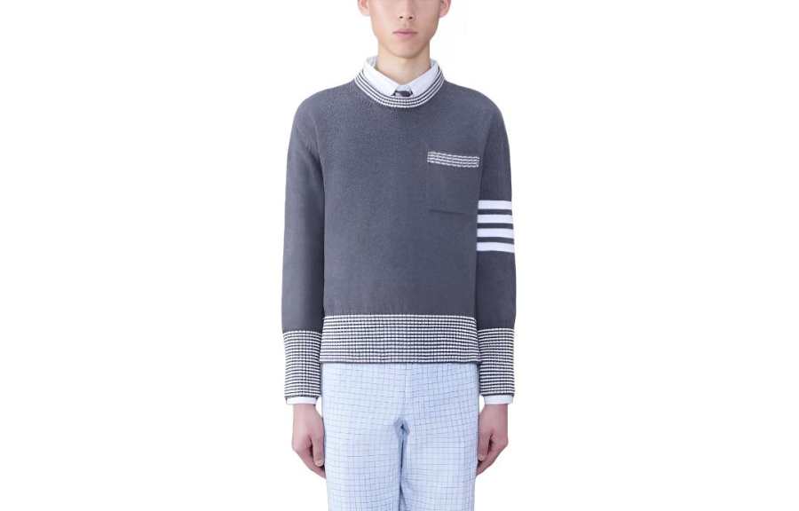 THOM BROWNE THOM BROWNE· Cotton Hector Pullover Knitwear Men's Medium Gray