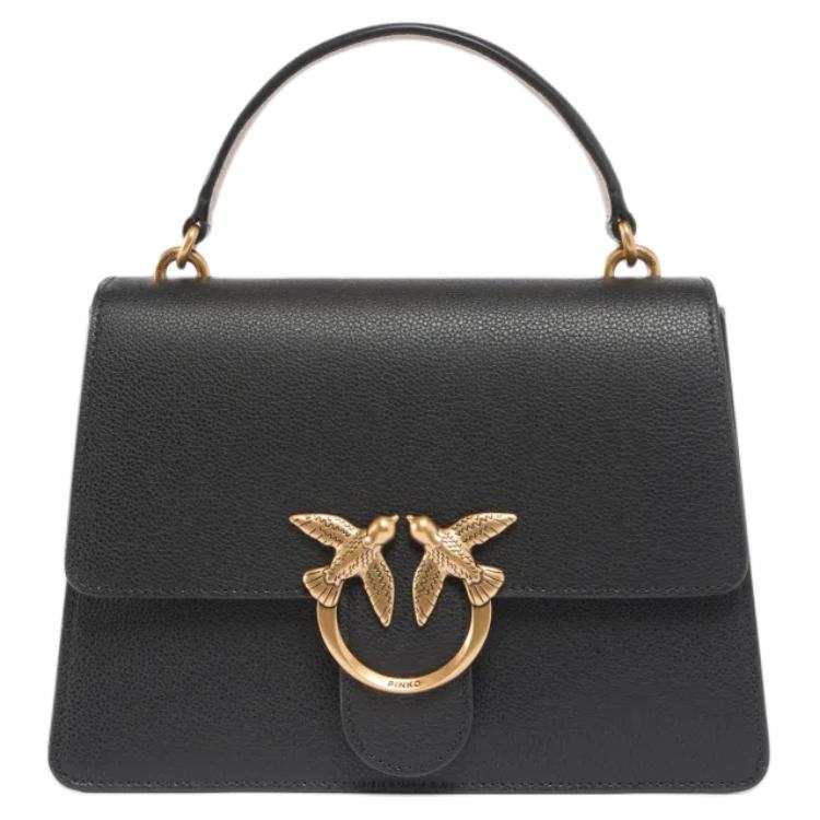 PINKO Love Bag Split Cow Leather Handbag Medium Women's Black