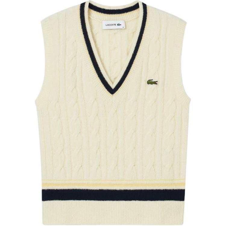 LACOSTE Lacoste cable-knit v-neck top