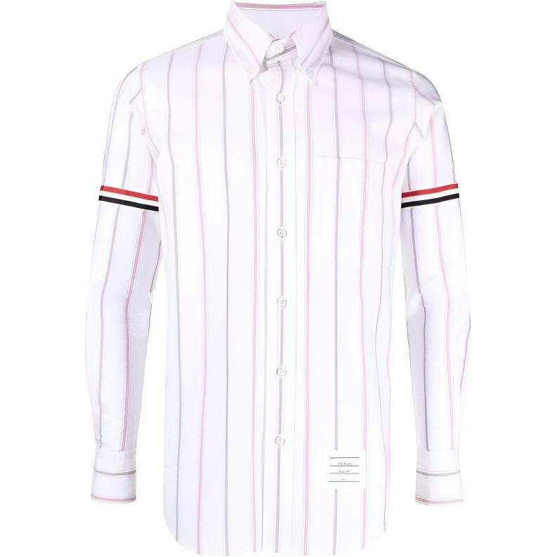 THOM BROWNE Rwb Striped Long-Sleeved Shirt