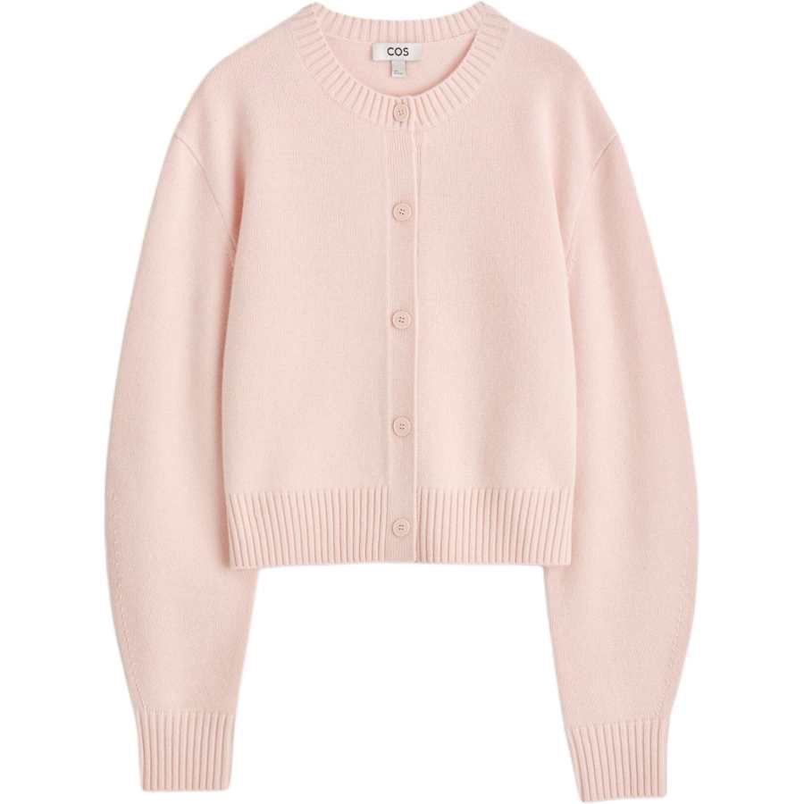 COS Sweaters Women's Pink Crew Neck Moderate Cardigan