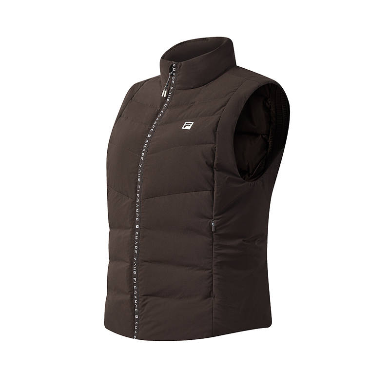 FILA Fitness Down Vests Women's Dark Earth Tone Stand Collar Moderate