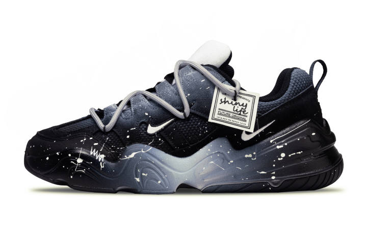 Nike Nike Tech Hera Dark Night Graffiti Abrasion Resistant Low top Casual Shoes Unisex Black White