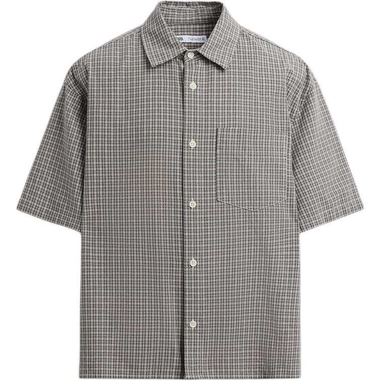ZARA Shirts Men's Gray Lapel Moderate