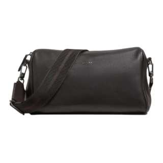 Ermenegildo Zegna Cow Leather Shoulder Bag, Crossbody Bag Unisex Dark Brown