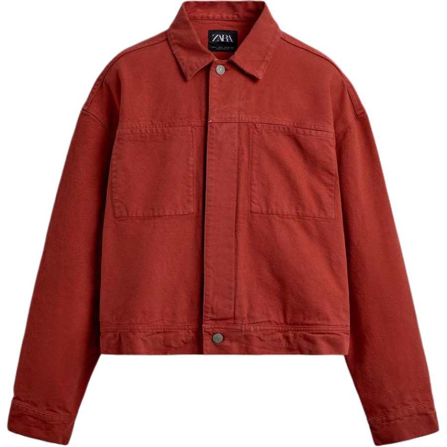 ZARA Jackets Men's Red Lapel Moderate Other