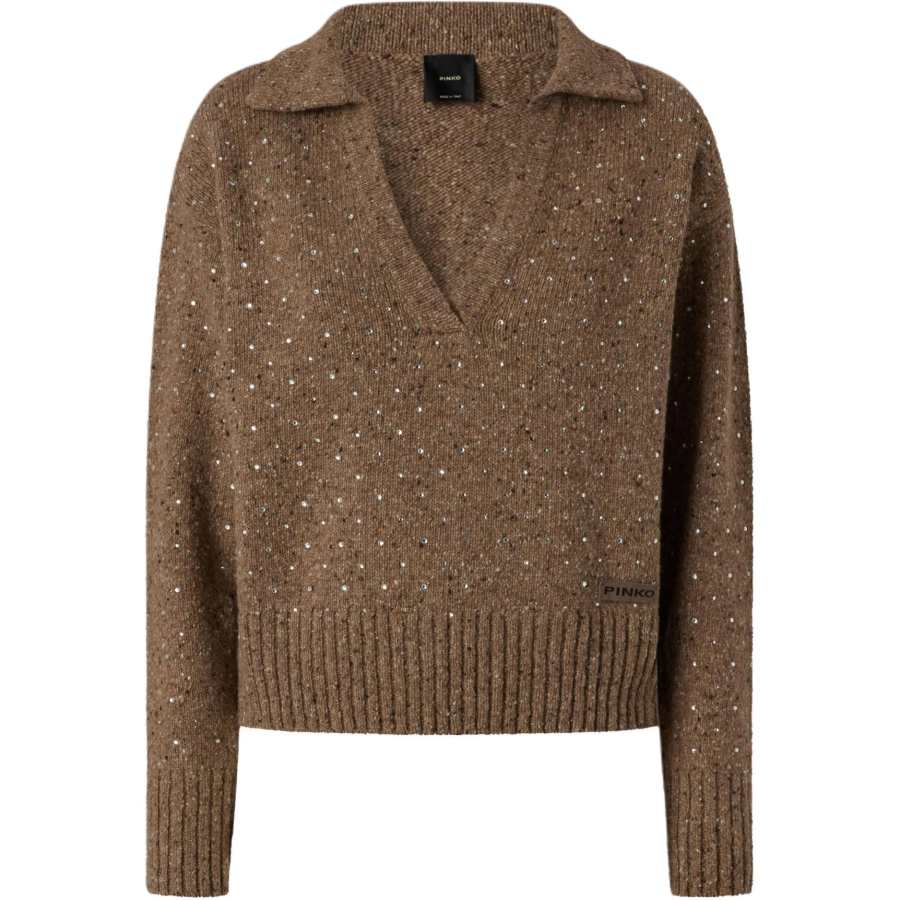 Pinko Nibani Sequin Embellished Polo Jumper