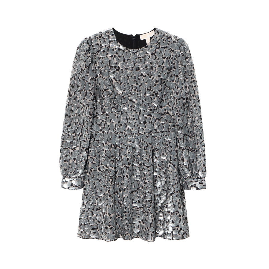MICHAEL KORS Sequined Leopard Print Georgette Dress