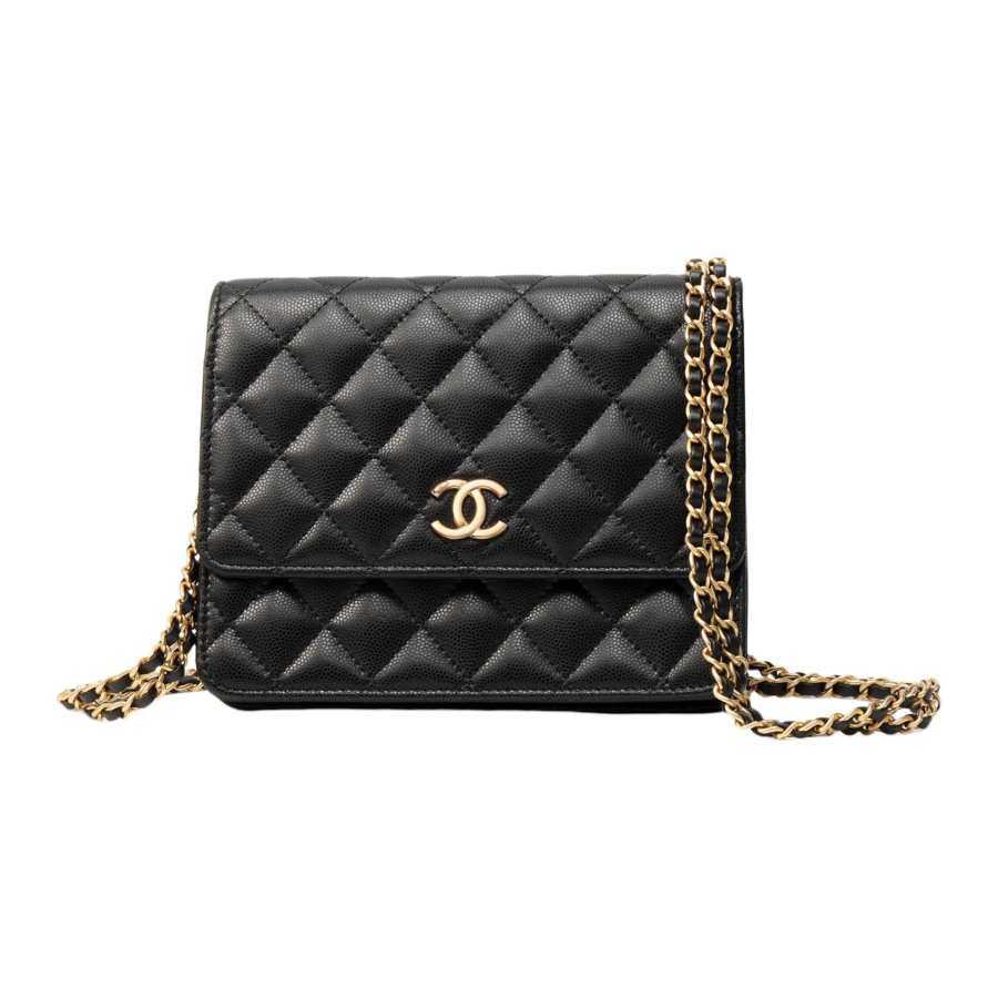 CHANEL WOC Grain Calfskin Crossbody Bag, Shoulder Bag Women's Black