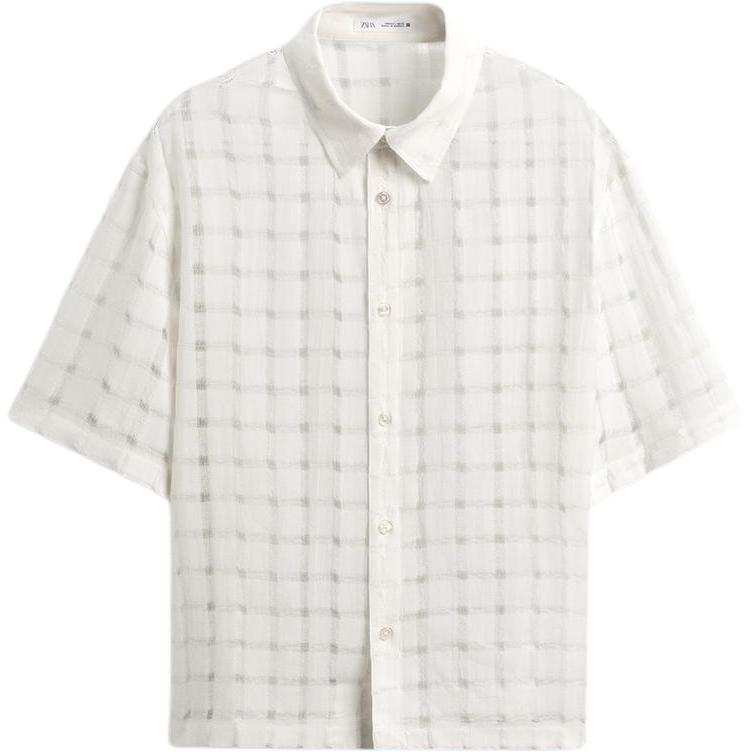 ZARA Shirts Men's Frosted White Lapel Moderate
