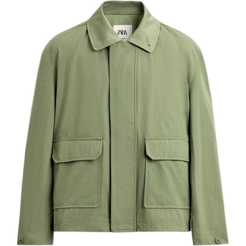 ZARA Jackets Men's Moss Green Lapel Moderate Other