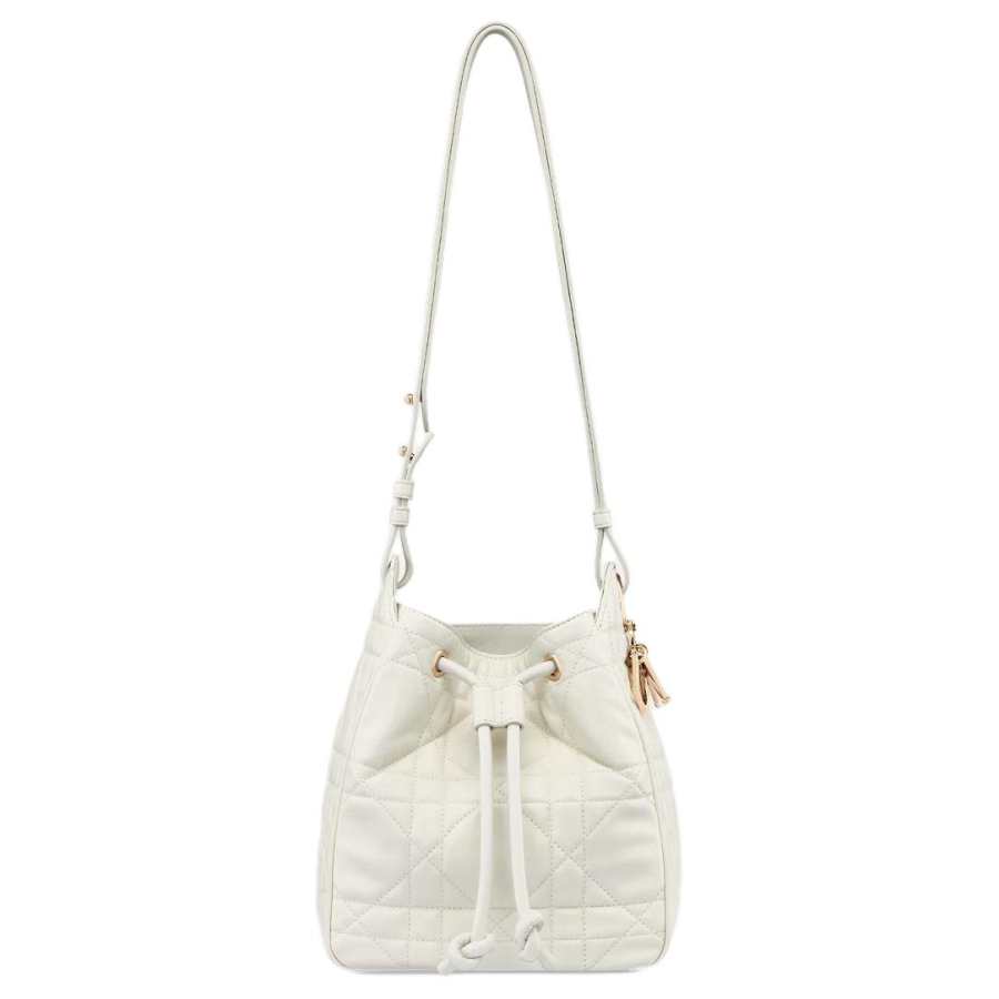 DIOR D Motion Sheepskin With Cow Leather Bucket Bag, Shoulder Bag Small Women's Ivory
