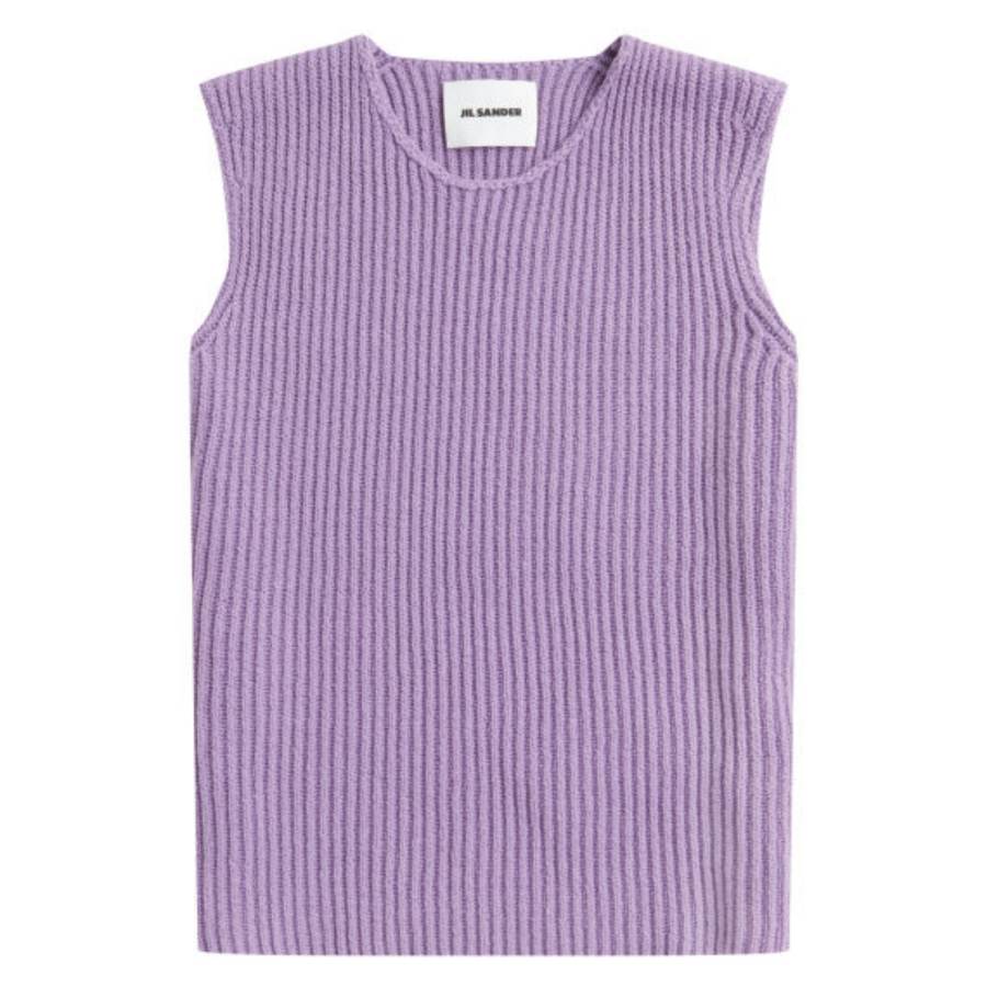 JIL SANDER Tank Tops Men's Dark Purple Crew Neck Moderate Straight Fit
