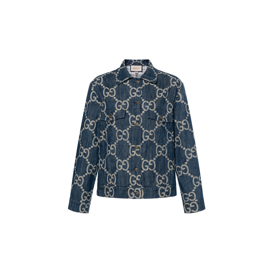 GUCCI Women's Gg Denim Jacket Blue/Ivory