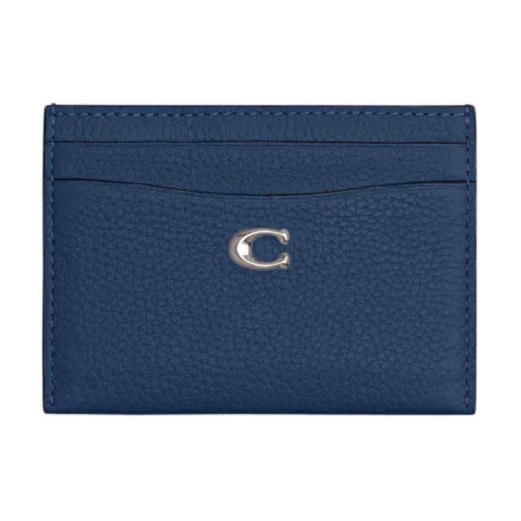 COACH Card Case Leather Card Holder Regular Women's Dark Blue