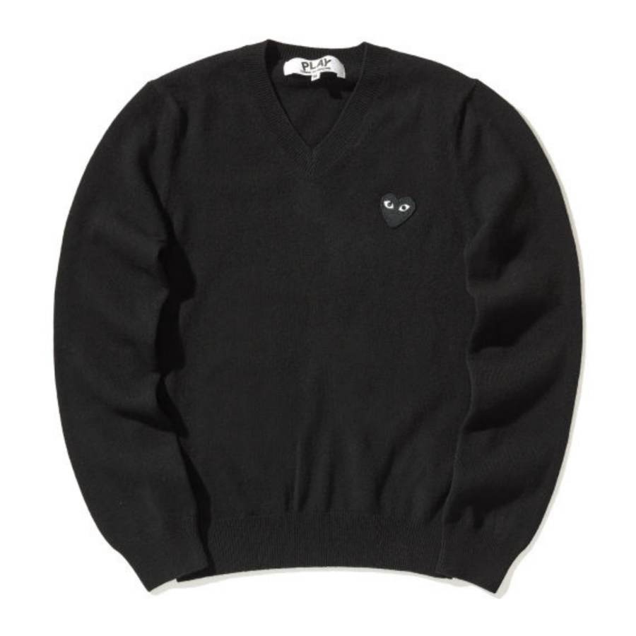 CDG Play Knitwear Women's Black V Neck Moderate