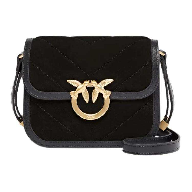 PINKO Love Bag Calfskin With Suede Shoulder Bag Mini Women's Black
