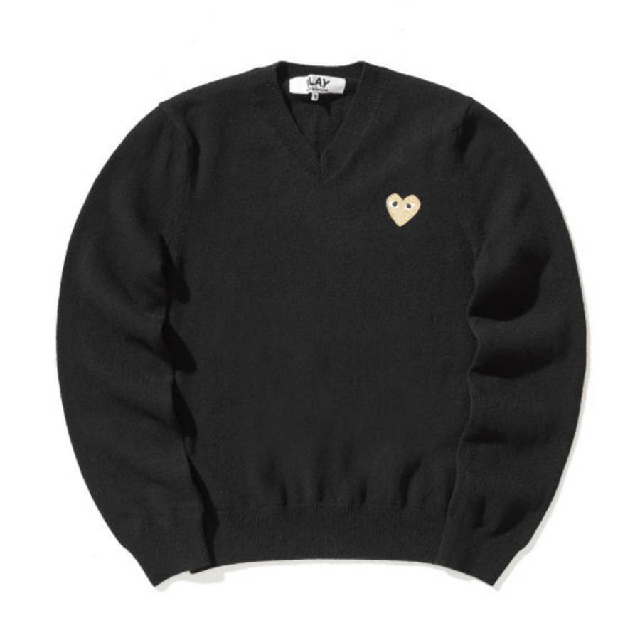 CDG Play T Shirts Women's Black Crew Neck Moderate