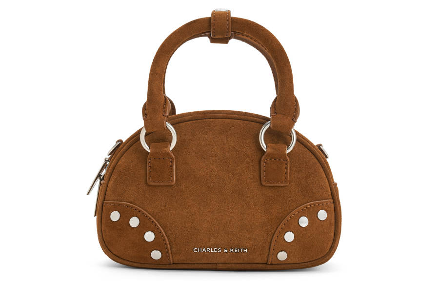 CHARLES&KEITH Synthetic Leather Handbag, Crossbody Bag Small Women's Sienna Brown Ochre Brown