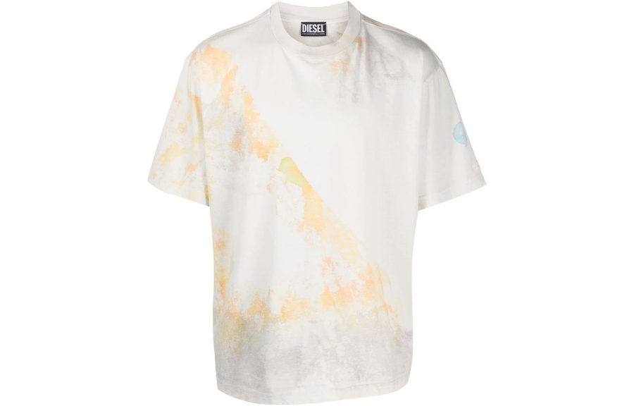 DIESEL T Shirts Men's White Crew Neck Moderate Straight Fit