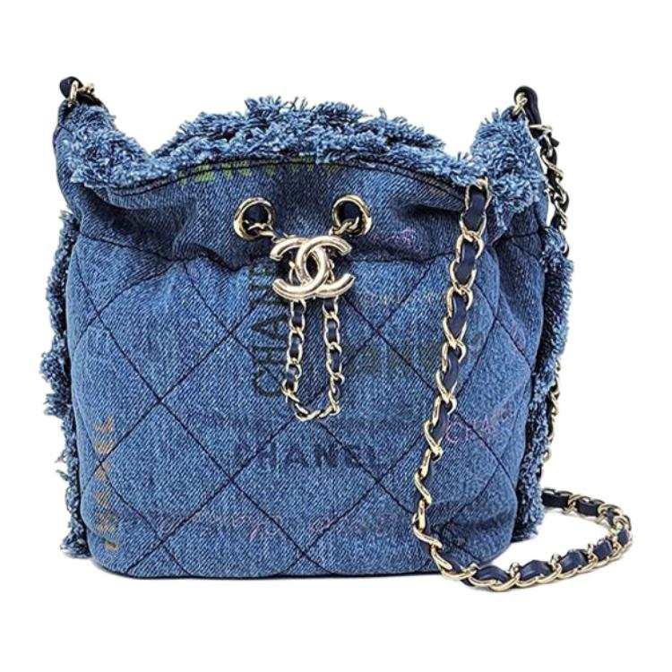 CHANEL Denim Bucket Bag, Shoulder Bag, Crossbody Bag Small Women's Blue