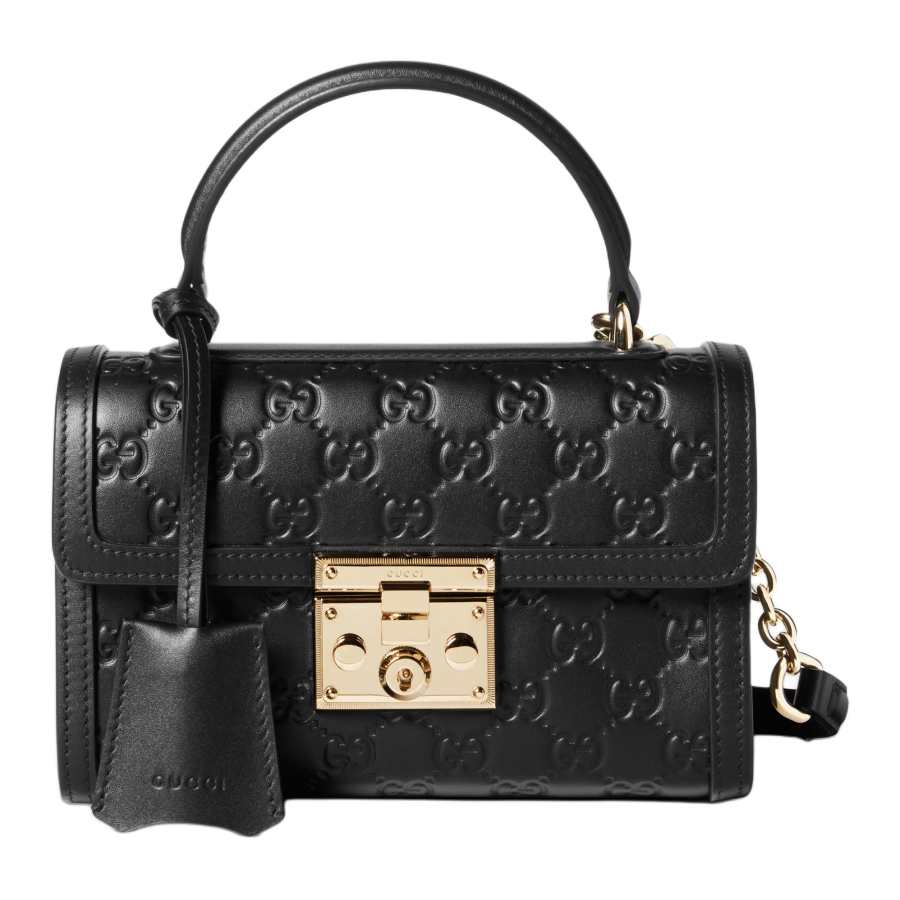 GUCCI Padlock Leather One Shoulder Handbag Small Women's Black