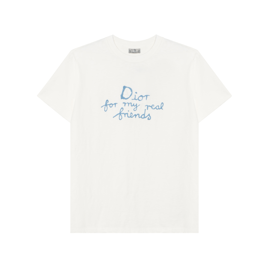 DIOR T Shirts Men's White Crew Neck Moderate Straight Fit
