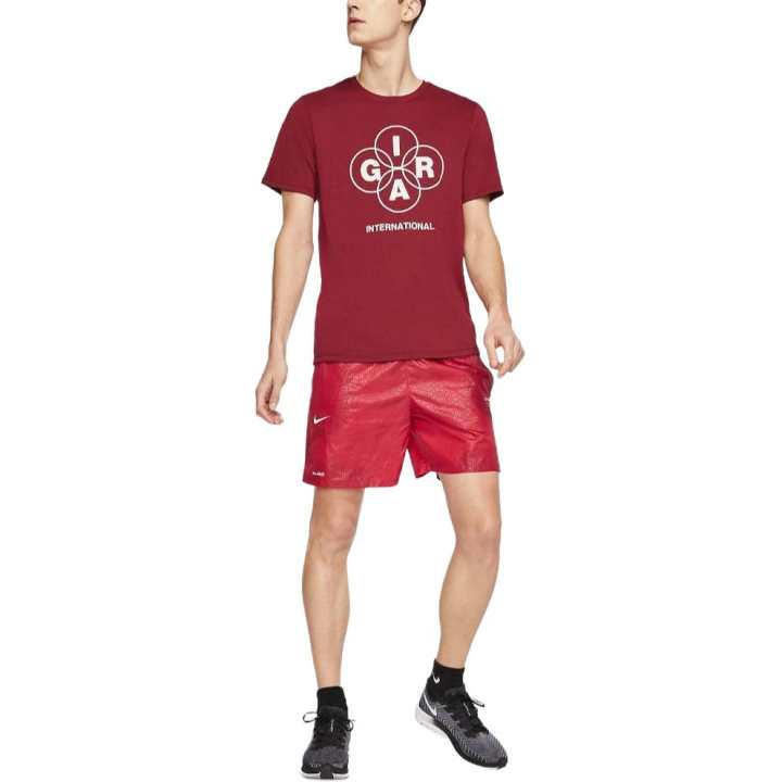 Nike Nike Running T Shirts Men's Red Crew Neck Moderate