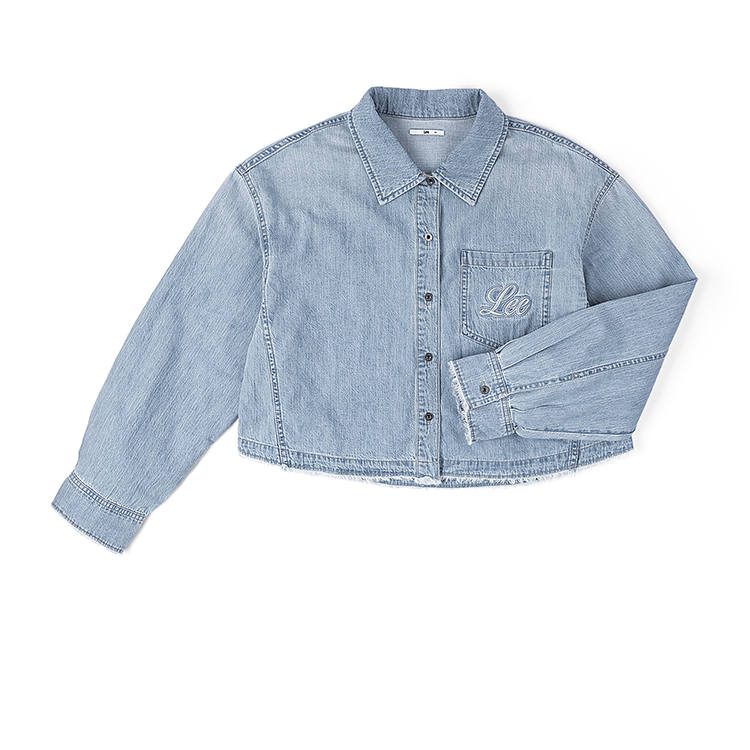 Lee Lee Shirts Women's Light Blue Lapel Moderate Denim