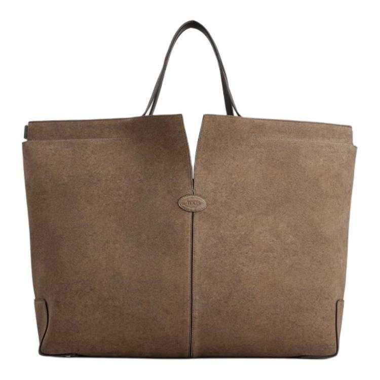 TOD'S DI Cow Split Leather With Cow Leather Tote Bag, Shopping Bag, Handbag Large Men's Brown