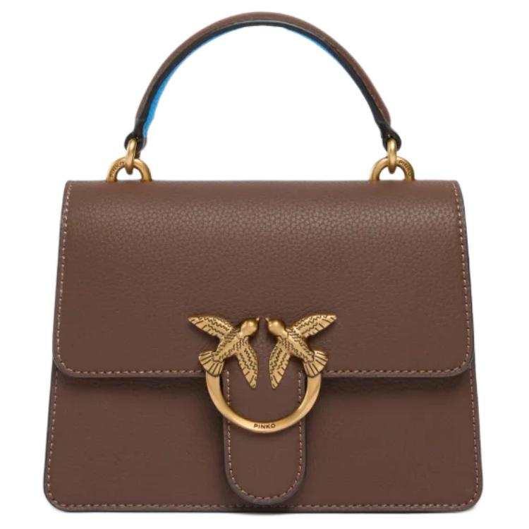 PINKO Love Bag Calfskin Handbag Small Women's Brown