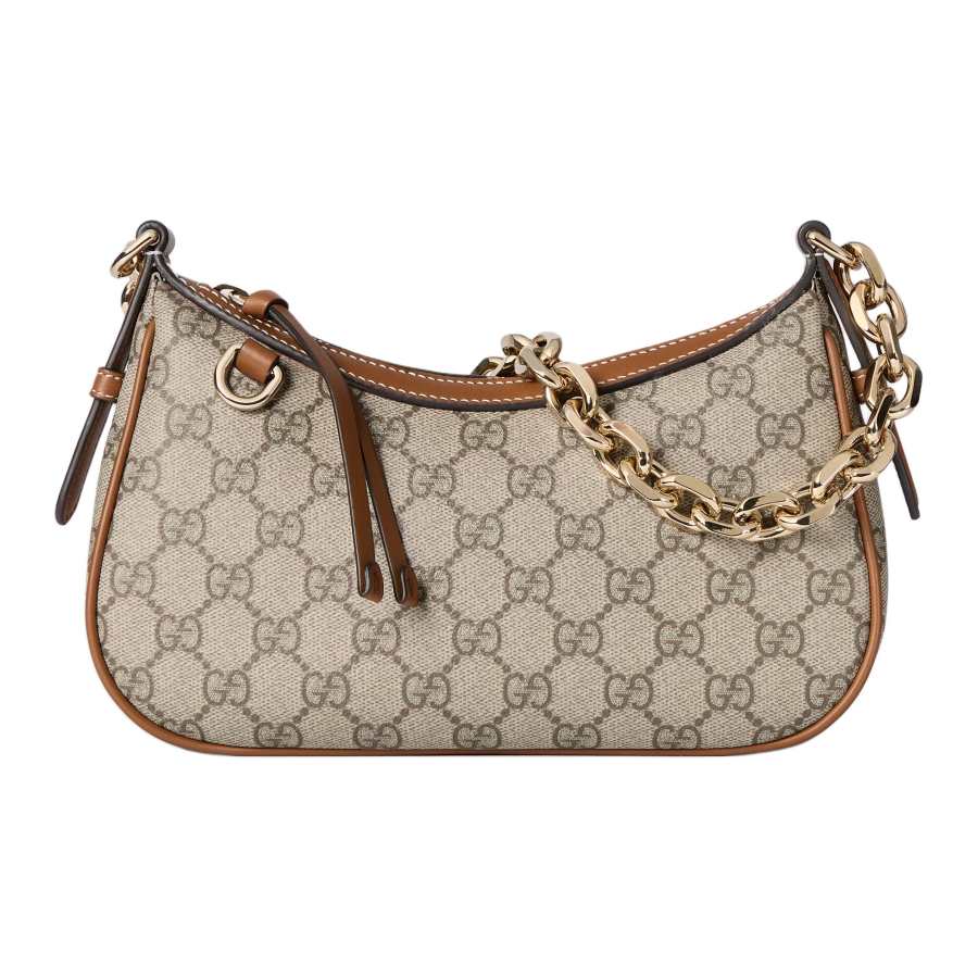 GUCCI GG Emblem GG Monogram Coated Fabric Crossbody Bag, Shoulder Bag Small Women's Beige & Brown