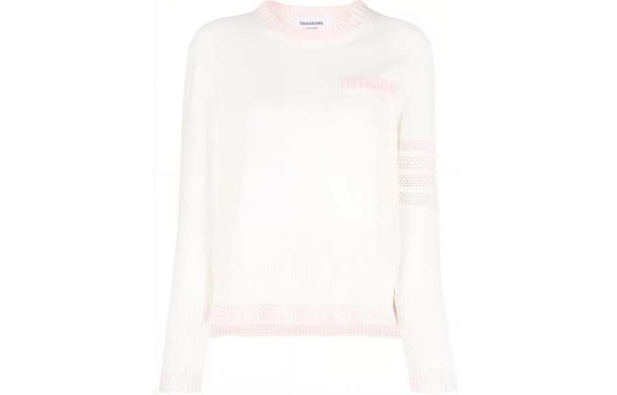THOM BROWNE 4-Bar Striped Crewneck Knitted Jumper