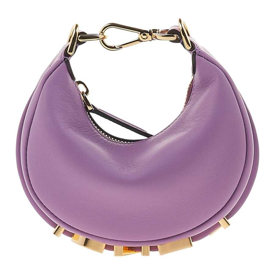 FENDI Fendigraphy Cow Leather Crescent Bag Wrist Bag Handbag Extra Mini Women's Purple