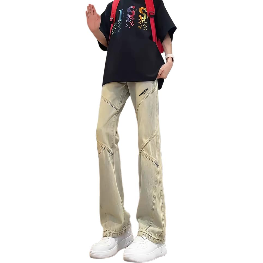 HUANQIU Jeans Unisex Moderate Flared Pants