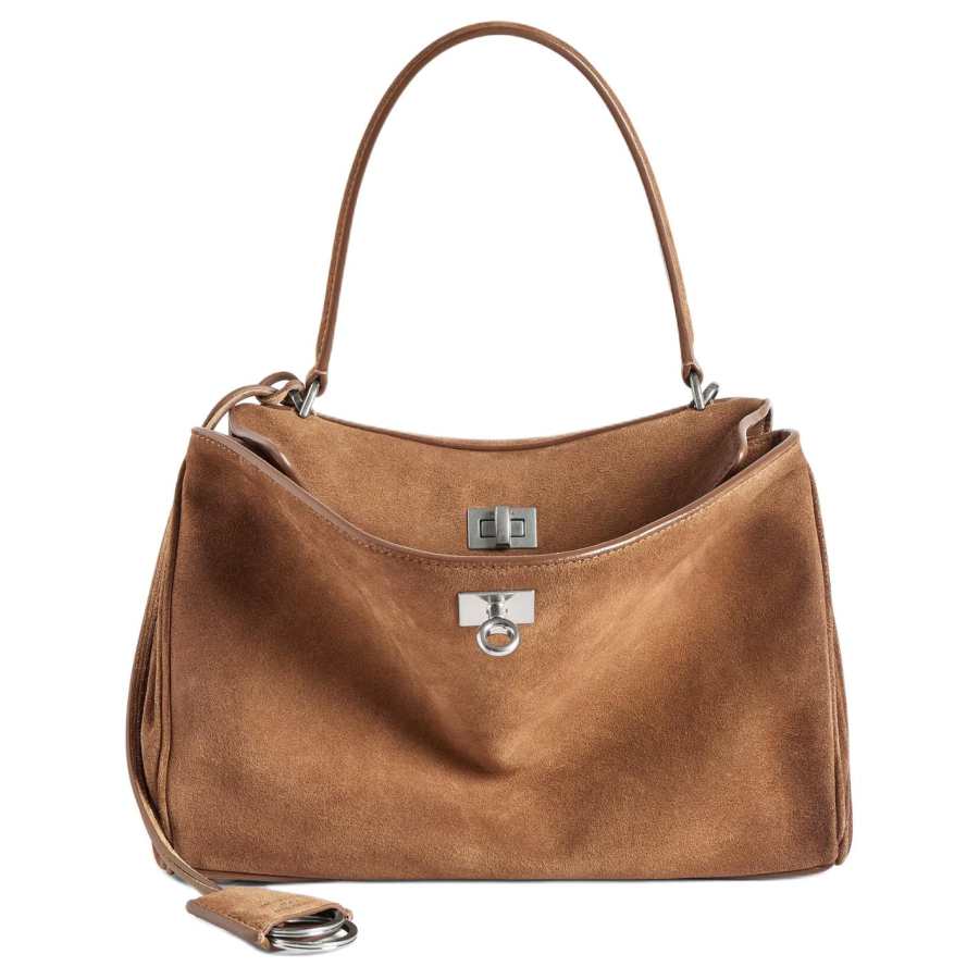 Balenciaga Rodeo Cow Leather One Shoulder Handbag Small Women's Camel