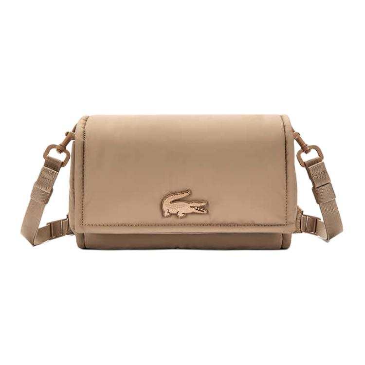 LACOSTE Minimalist Style Crossbody Bag, Shoulder Bag Unisex Camel