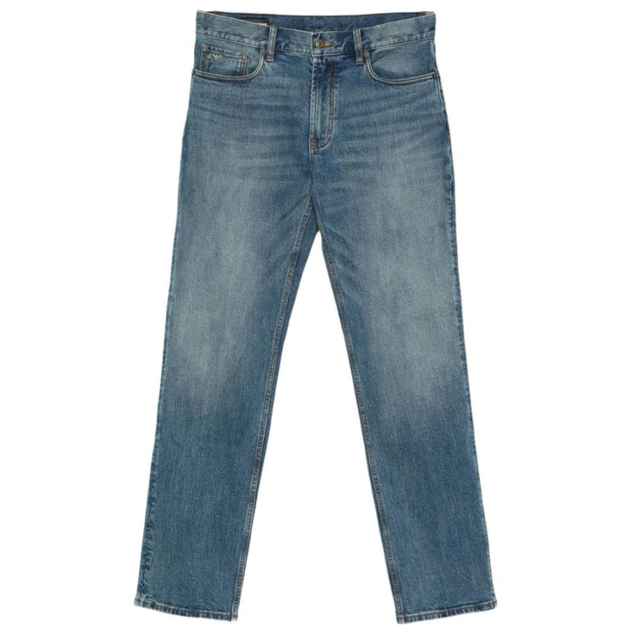 EMPORIO ARMANI Logo Patch Straight Leg Jeans