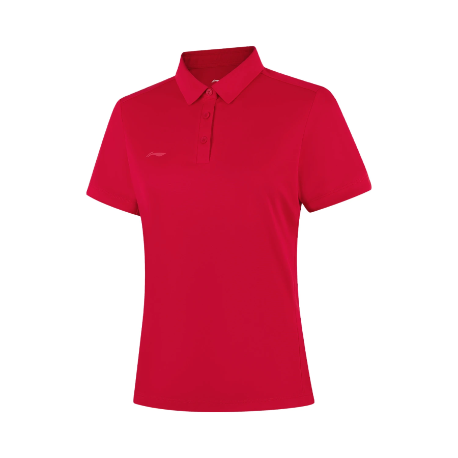 Li-Ning Li Ning Polo Shirts Women's Bull Red Polo Collar Moderate Straight Fit