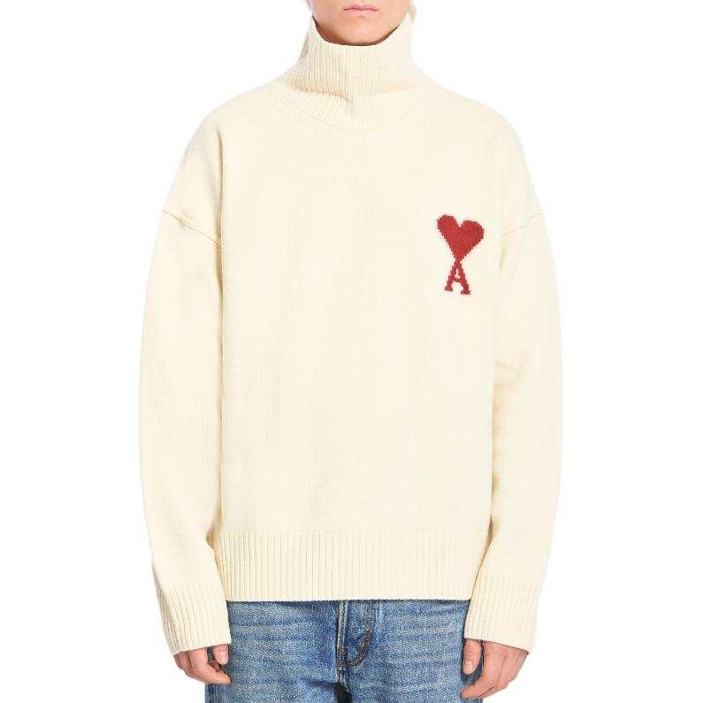 AMIPARIS Ami Paris Ami De Coeur Funnel neck Wool Sweater