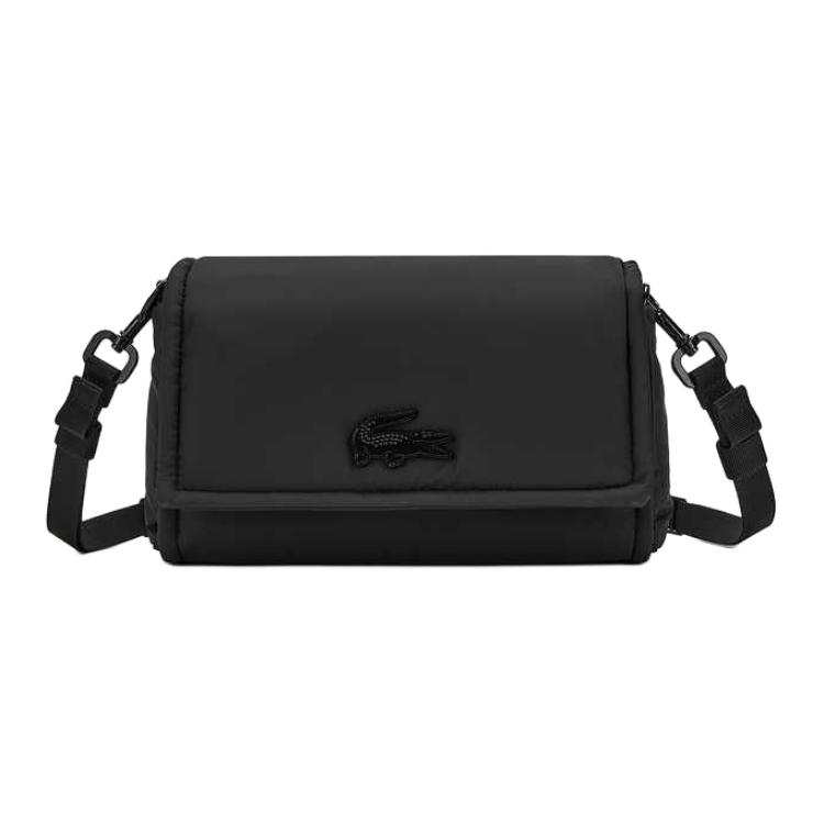 LACOSTE Adjustable Strap Shoulder Bag, Crossbody Bag Unisex Black