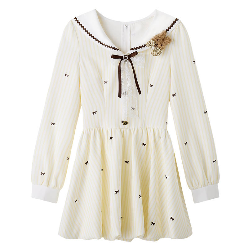 Fabric Pig Fall Long Sleeved Dress Women's