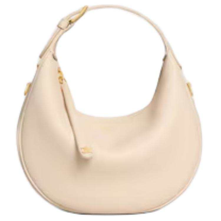 CELINE Cow Leather Handbag Women's Cream