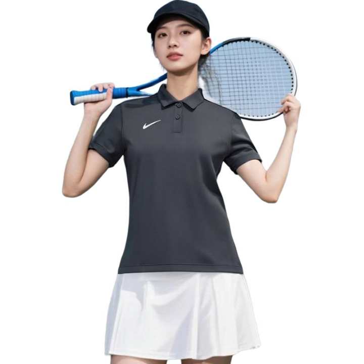 Nike Nike Polo Shirts Women's Gray Polo Collar Moderate Straight Fit