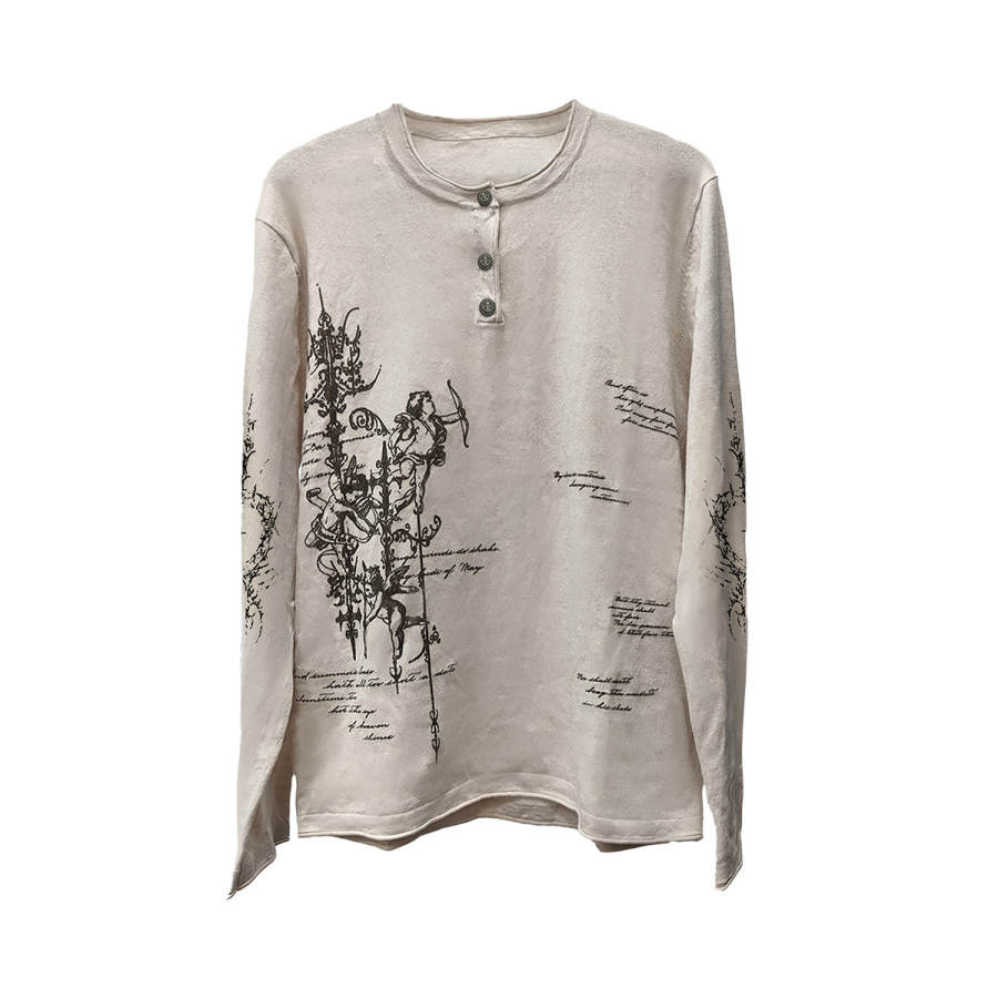 WANNA LAB T Shirts Unisex Henry Collar Moderate